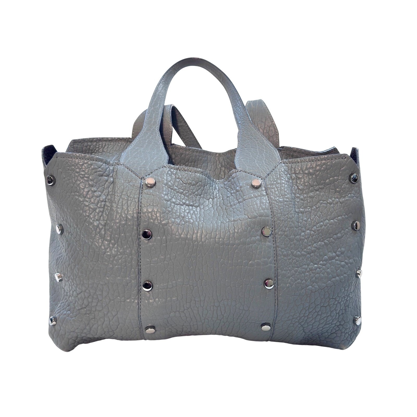 Jimmy Choo Studded Gray Leather Tote Top Handle Shoulder Bag Euc, Coa